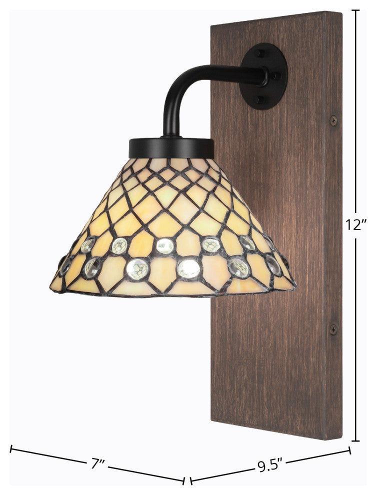 Oxbridge Wall Sconce, Matte Black & Painted Distressed Metal, 7" Starlight Art