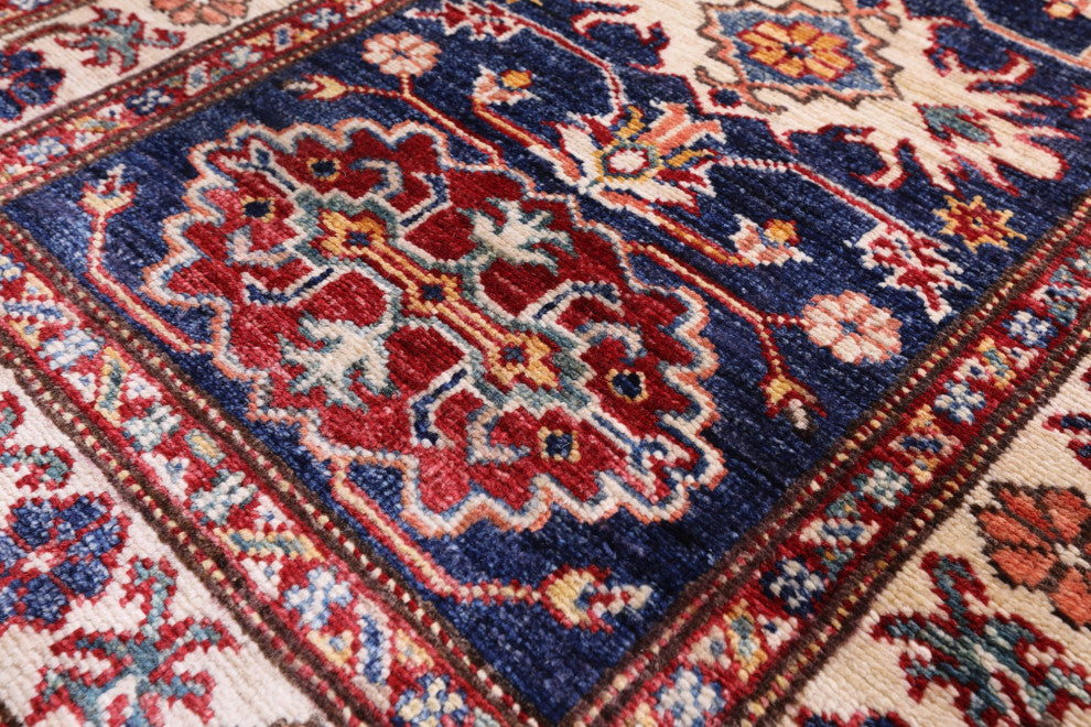 Runner Super Kazak Geometric Handmade Wool Rug 1' 10" X 5' 9" Q10294