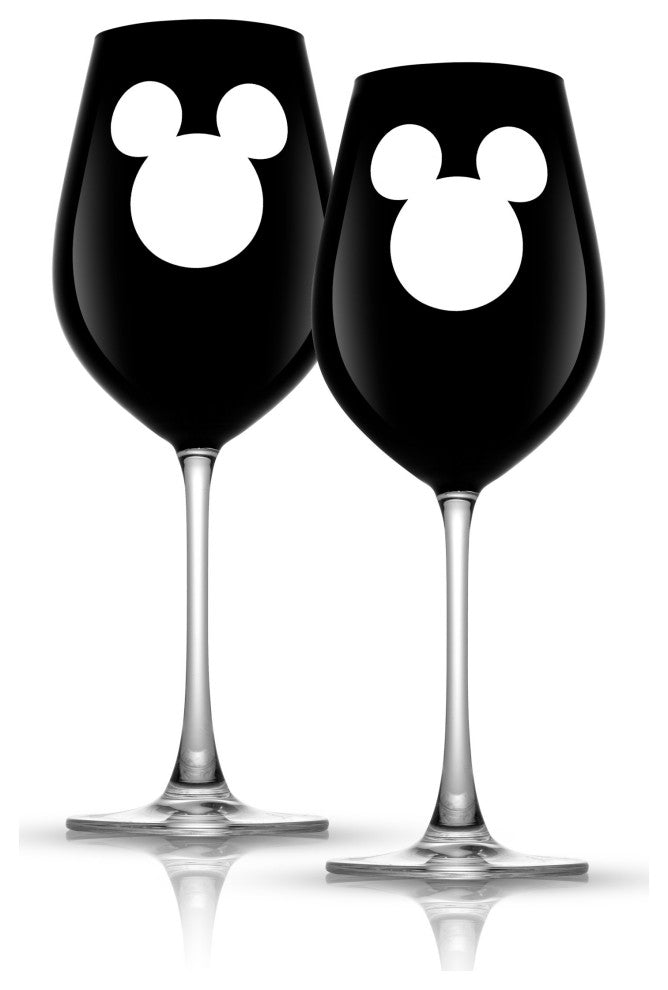 Disney Luxury Mickey Mouse Crystal Stemmed Red Wine Glass 23 oz Set of 2
