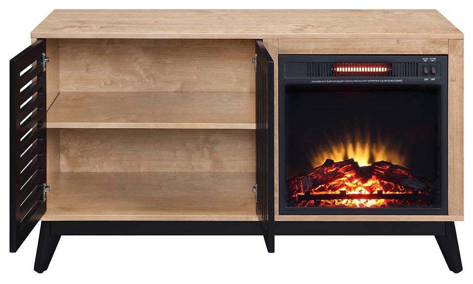 Acme Gamaliel Cabinet With Left Side Fireplace Oak and Espresso Finish