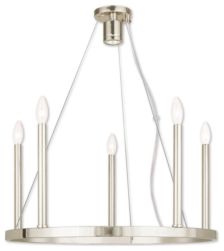 Alpine 5-Light Chandelier, Polished Nickel