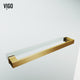 VIGO Rialto 34" W x 58" H Frameless Hinged Tub Door, Matte Brushed Gold, Clear Glass