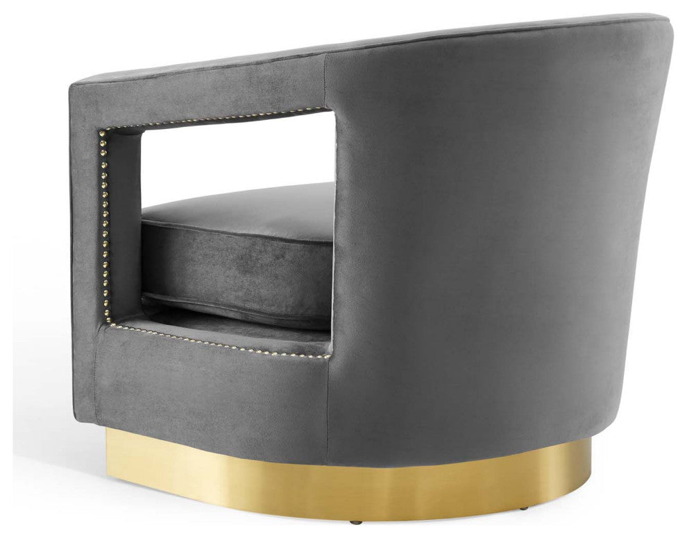 Armchair Accent Chair, Velvet, Gray, Modern, Living Lounge Hospitality