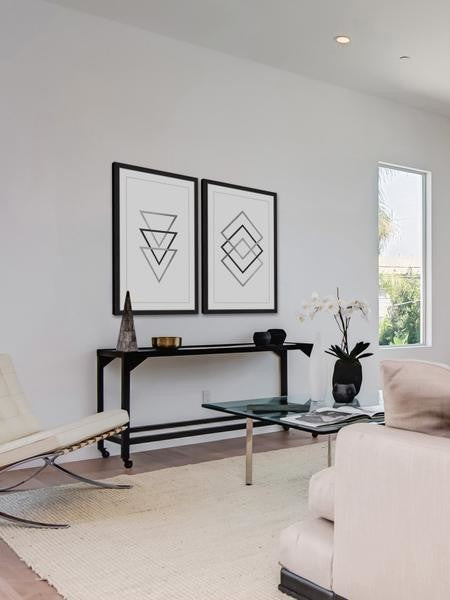 "Three on Three" Framed Painting Diptych, 24"x18"