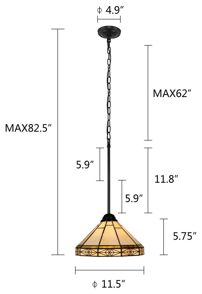 Belle Mission 1-Light Blackish Bronze Finish Pendant 12" Shade