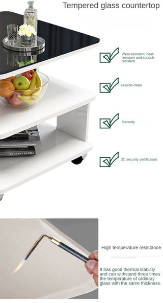 Modern Simplicity Coffee Table Made of Solid Wood with Multifunctional Storage, White+black, L15.7"