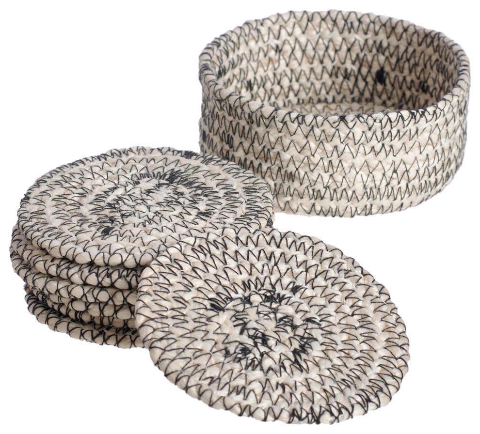 Melia Jute Table Sets, White Coasters