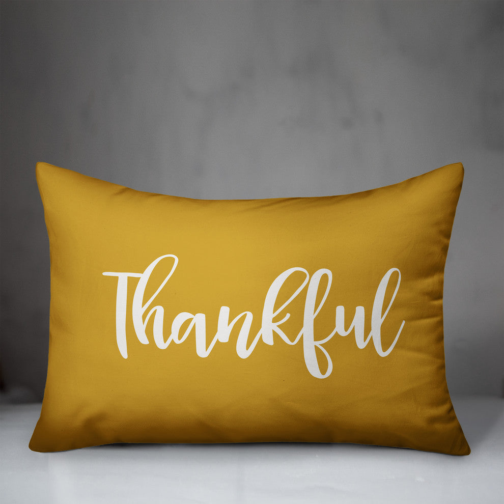 Thankful Lumbar Pillow, Mustard, 14"x20"