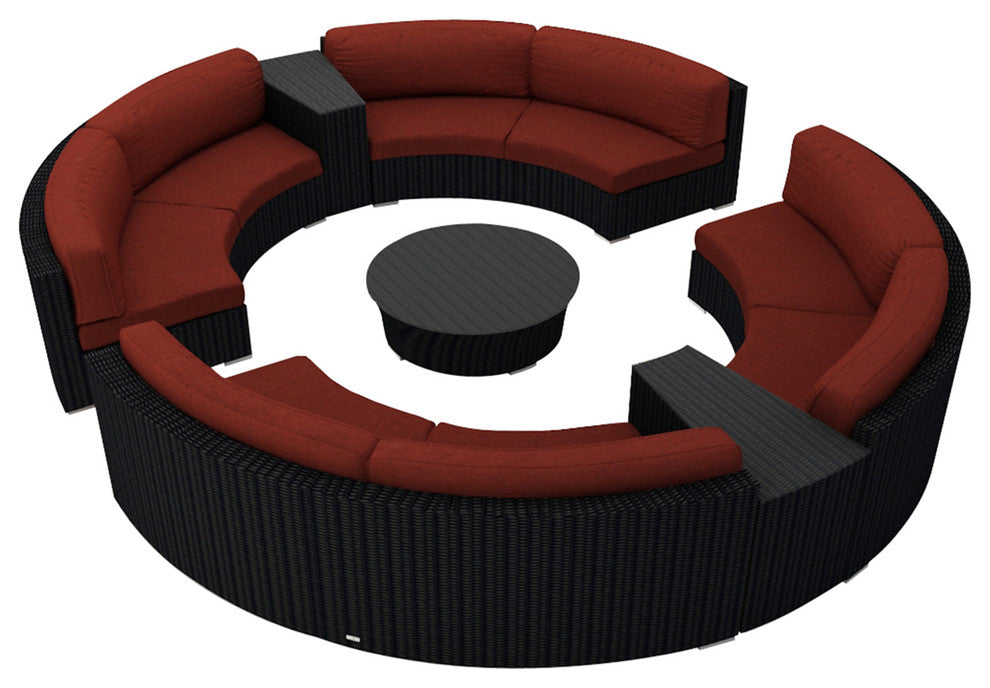 Urbana 7 Piece Curve Sectional Set, Canvas Henna