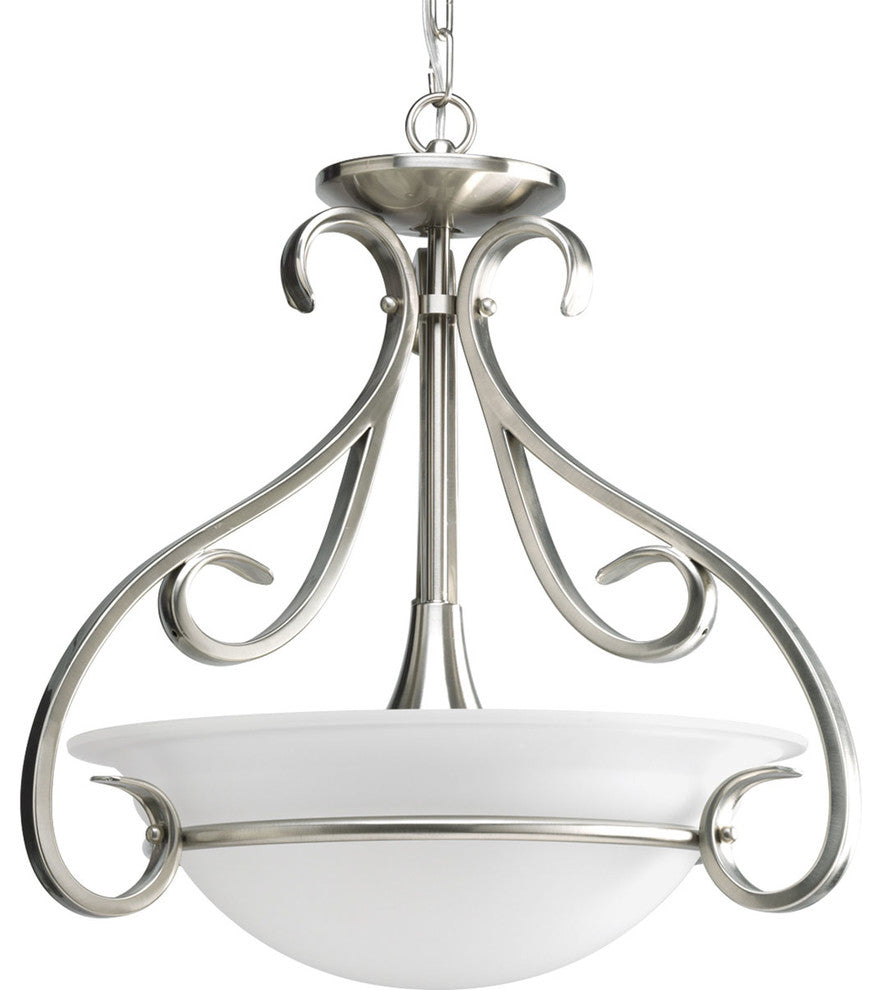 3-Light Foyer, Brushed Nickel Finish With Etched Bowl