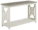Benzara UPT-262891 Sofa Console Table With xShape Side Panels, White & Brown