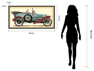 Antique Automobile Hand Made Dimensional Collage Framed Wall Art Under Glass