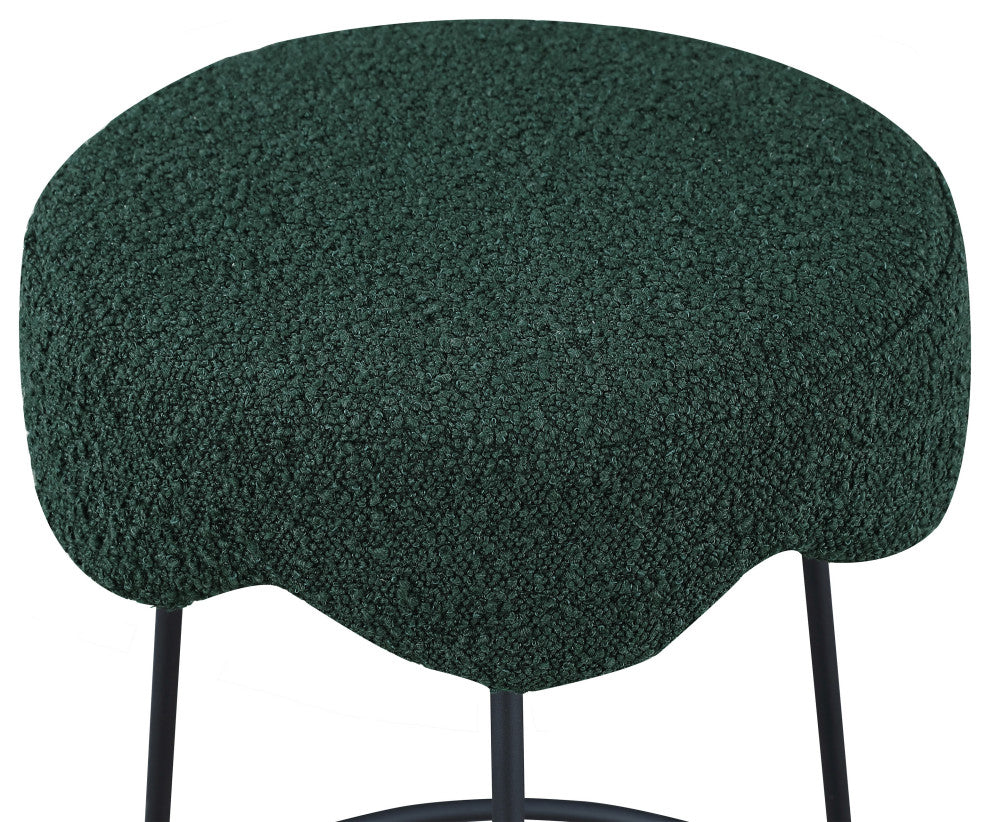 Fleur Boucle Fabric Upholstered Counter Stool, Green