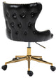 Hendrix Swivel and Adjustable Vegan Leather Office Chair, Black, Rich Gold Base