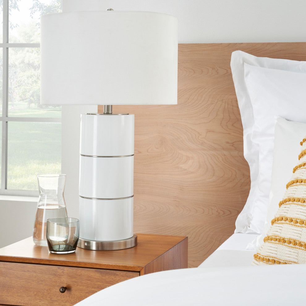 Nourison BIT04 Table Lamp, White, 16" x 16" x 28"