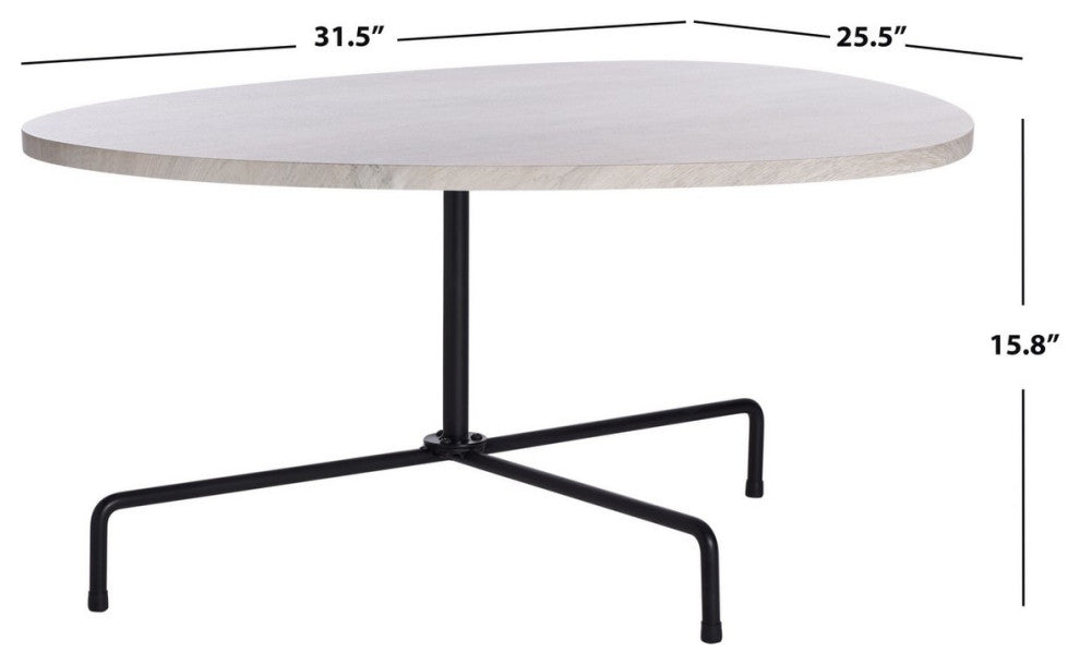 Safavieh Berlin Tripod Coffee Table, Light Grey Oak/Black