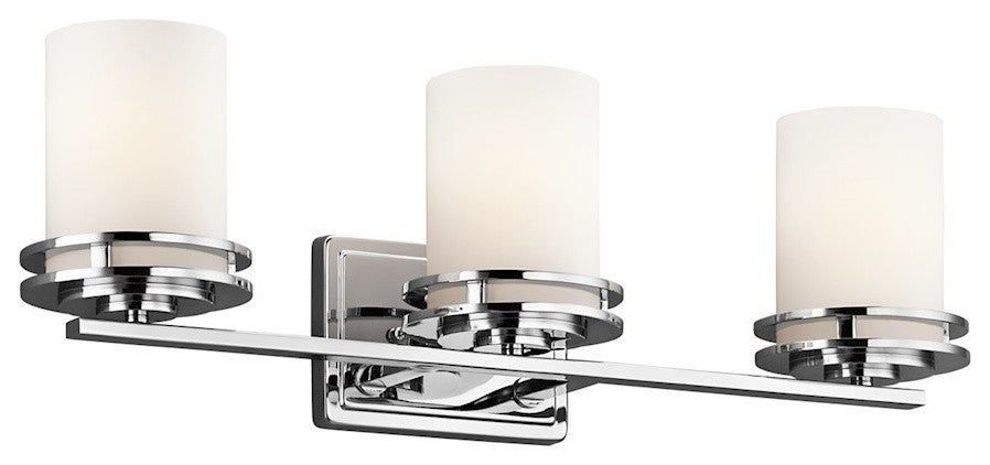Bath 3-Light, Chrome/Satin Etched Cased Opal Glass