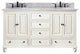 Avanity Thompson 61" Double Vanity, French White Finish, Carrera White Marble Top