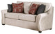 Fabric Upholstered Loveseat With Curved Shelter Arms, Ivory