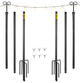 String Light Poles 2 Pack 9.7 FT tainless Steel Lamp Post with Hooks
