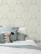 Classic Damask Peel and Stick Vinyl Wallpaper, Sage Green, 24"w X 108"h