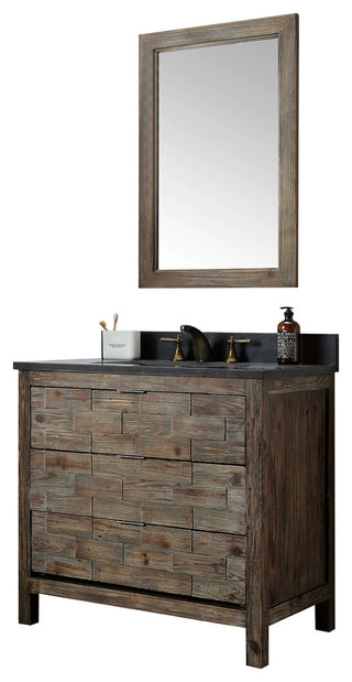 Driftwood Vanity Match With Black Moonstone Marble Top, 36"