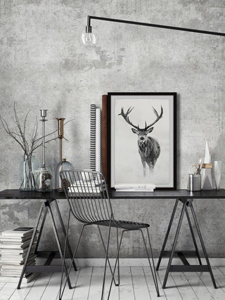 "Elk Stare II" Framed Painting Print, 30"x45"