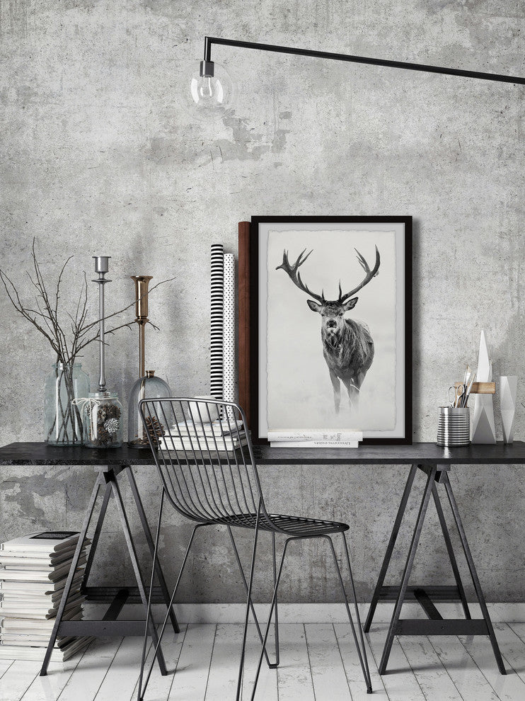 "Elk Stare II" Framed Painting Print, 30"x45"