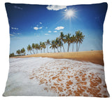 Beautiful Seashore and Palm Trees Seashore Throw Pillow, 16"x16"