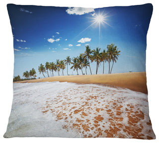 Beautiful Seashore and Palm Trees Seashore Throw Pillow, 16"x16"