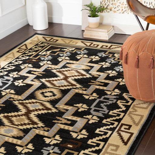 Surya Paramount PAR-1088 5'3"x7'9" Rug, Black/Gray/Dark Brown/Khaki/Beige
