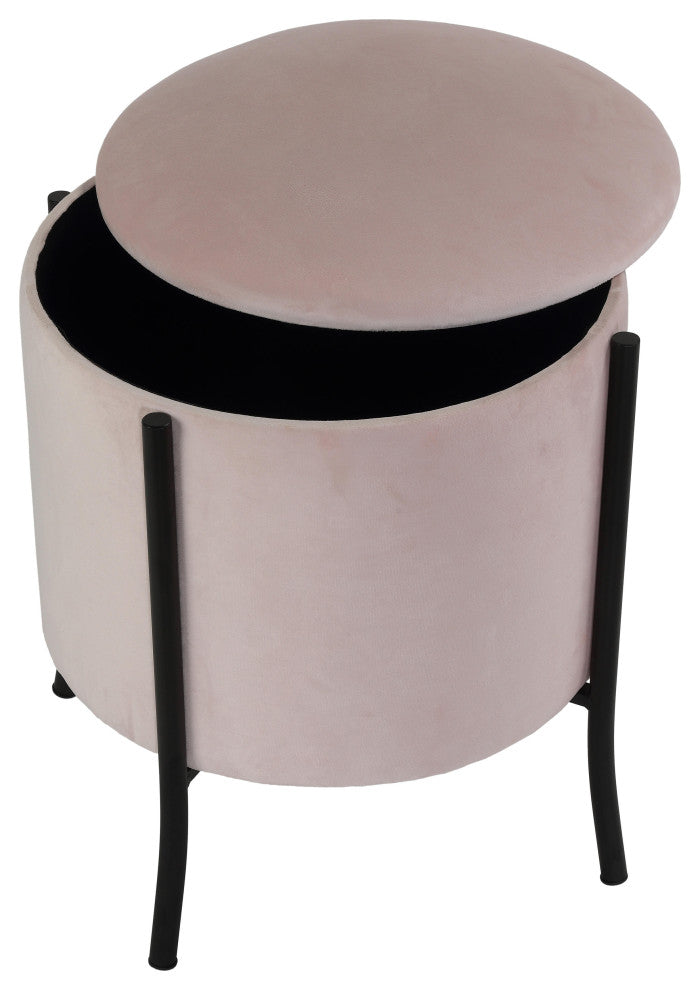 Cortesi Home Seattle Storage Ottoman, Blush Pink Velvet