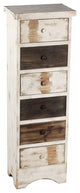 Wooden Six Drawer Cabinet, White And Brown