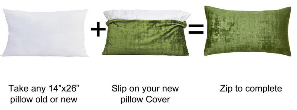 Velvet 2 Piece Lumbar Pillow Cover Set, Calla Green, 2 Piece, 14"x26"