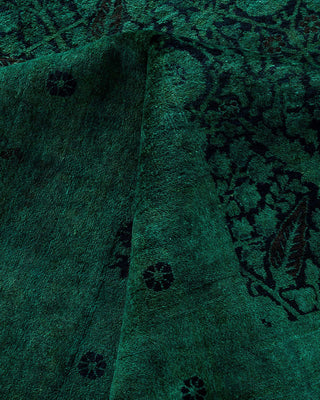Overdyed, One-of-a-Kind Hand-Knotted Area Rug Green, 12'3"x18'0"