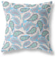 16" Blue Green Boho Paisley Indoor Outdoor Throw Pillow