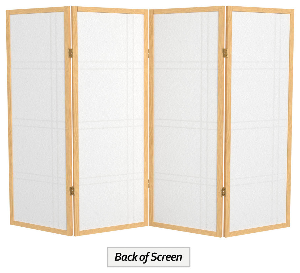 4' Tall Double Cross Shoji Screen, Natural, 4 Panels