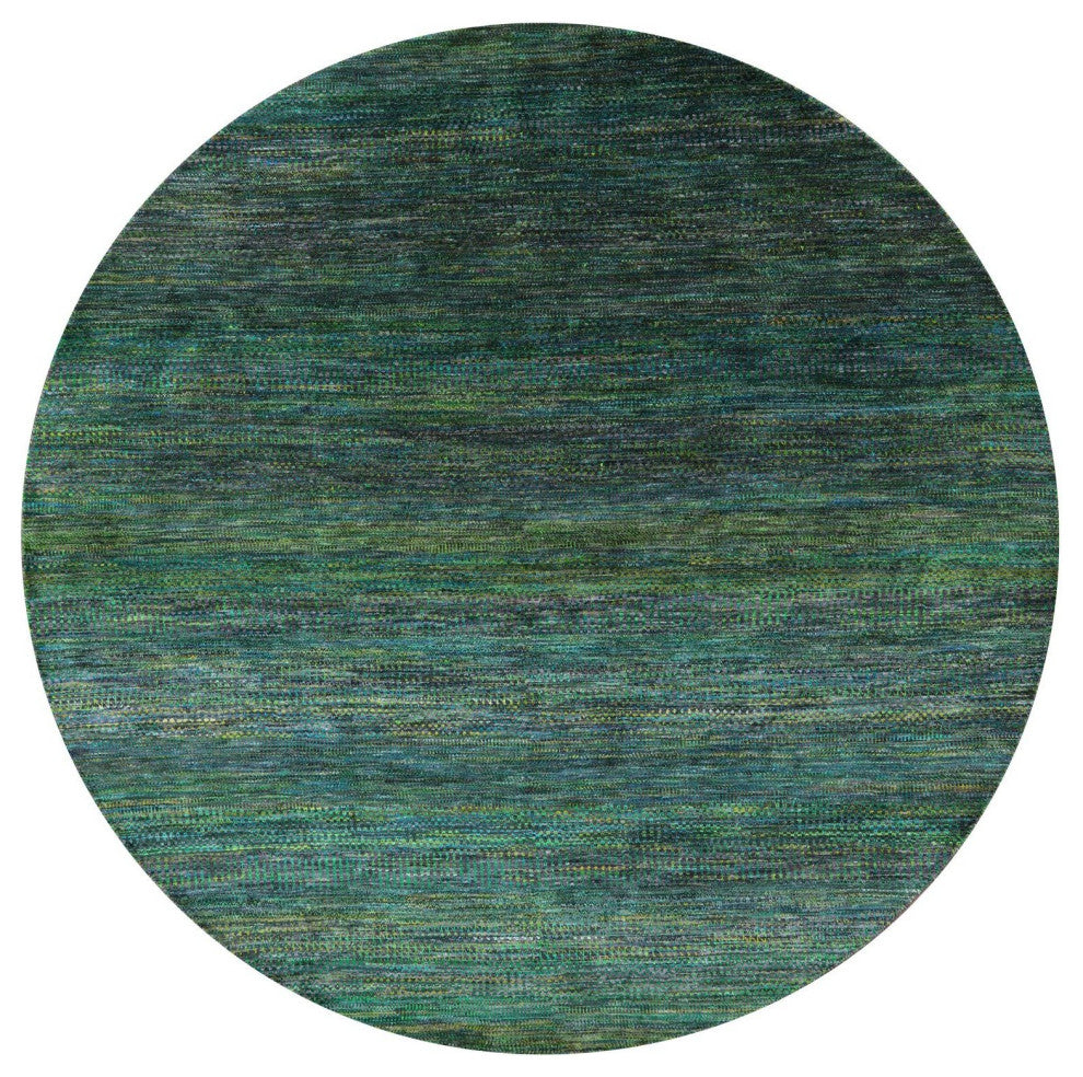 8' Round Hand Knotted Super Savannah Gabbeh Wool and Silk Rug Q6060