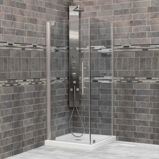 LessCare ULTRA-G Clear Glass Pivot Shower Enclosures, Chrome, 29 3/8-30"x72"x34-35