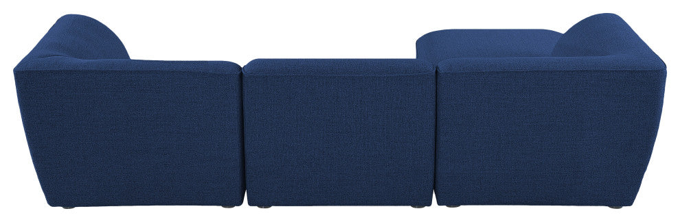 Miramar Linen Textured Fabric  4-Piece Modular L-Shaped Sectional, Navy