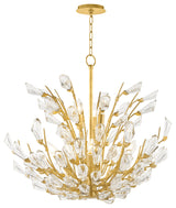Tulip 9 Light Chandelier, Clear K9 Crystal, Gold Leaf