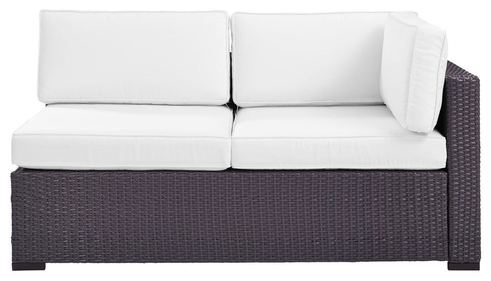Biscayne Loveseat With Interchangeable Arm and Mist Cushions, Cushions: White