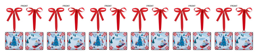 Sledding and Christmas Tree Ornament, 12-Piece Set