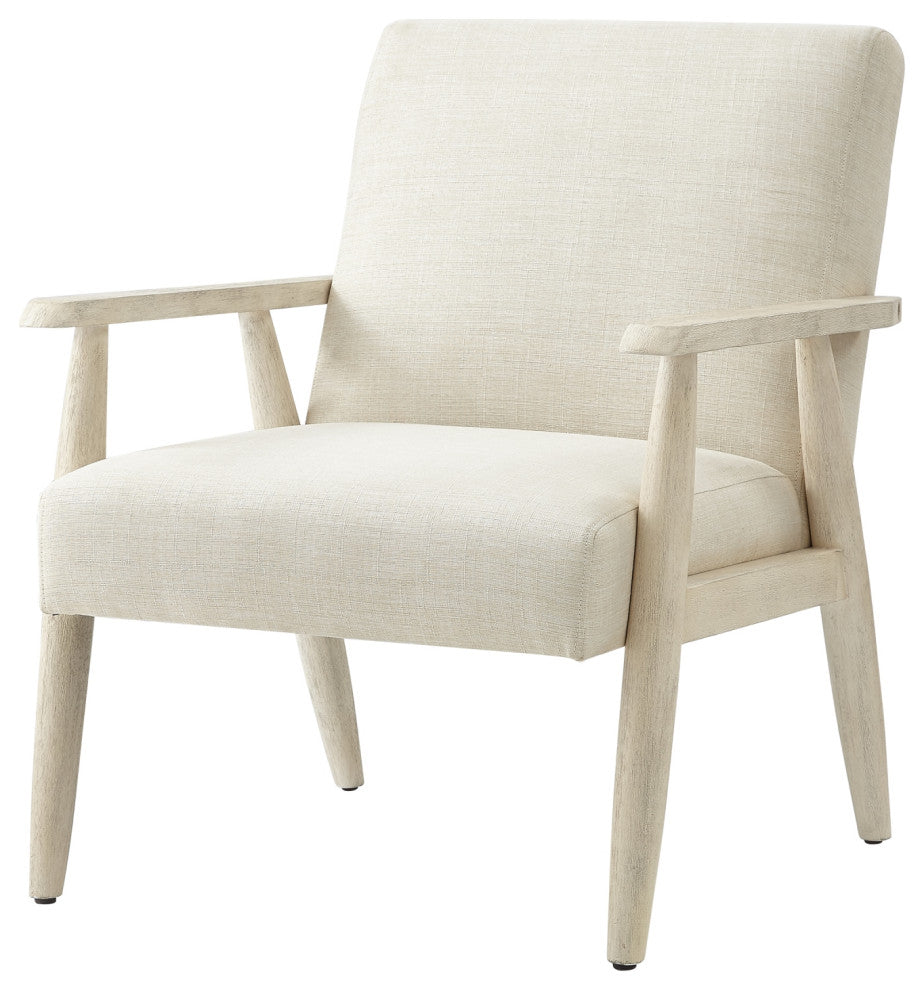 Rustic Manor Gian Armchair Upholstered, Beige and Cream Linen