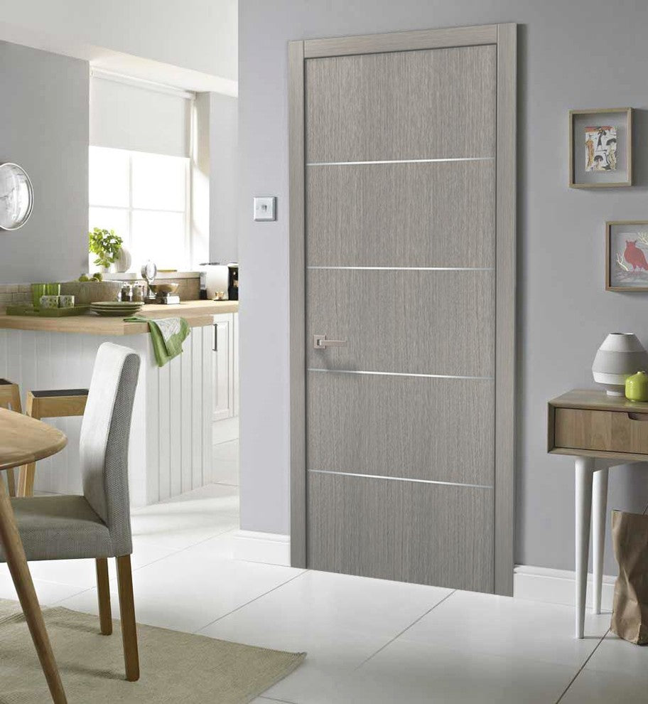 Slab Barn Door Panel 30 x 80 | Planum 0020 Grey Oak | Solid Doors Pocket Closet