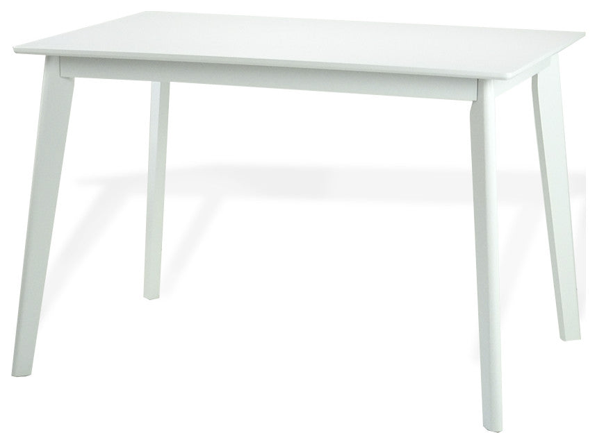 Dining Kitchen Rectangular Table Wooden Contemporary Design, White Finish