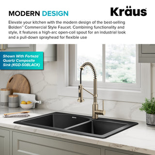 Bolden Commercial Style 2-Function Pull-Down 1-Handle 1-Hole Kitchen Faucet, Spot Free Antique Champagne Bronze