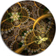 Dark Green Gold Digital Art Fractal Flower, Floral Round Wall Art, 36"