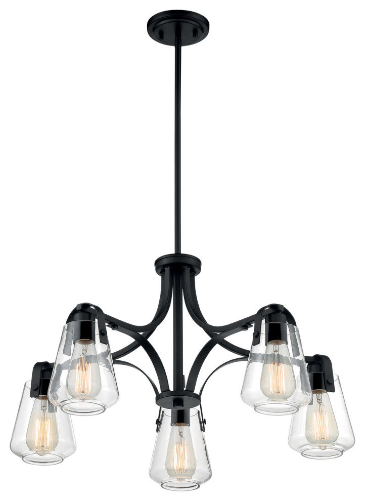 Skybridge Five Light Chandelier, Matte Black