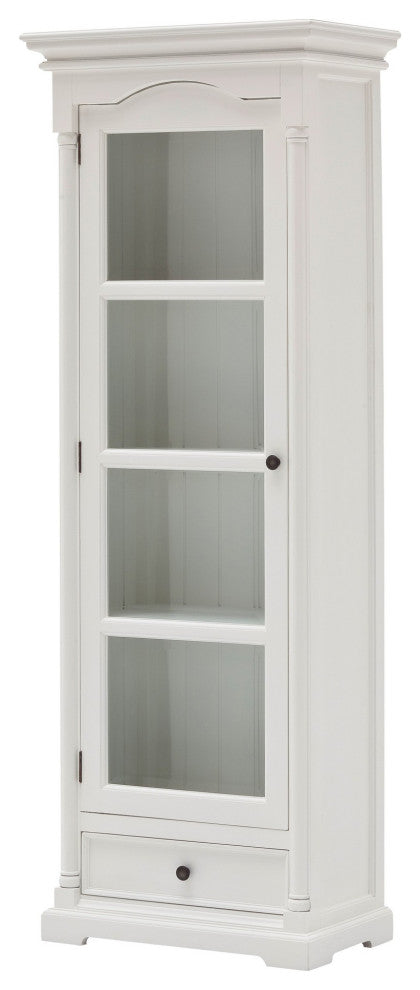 Traditional White and Glass Door Storage Cabinet